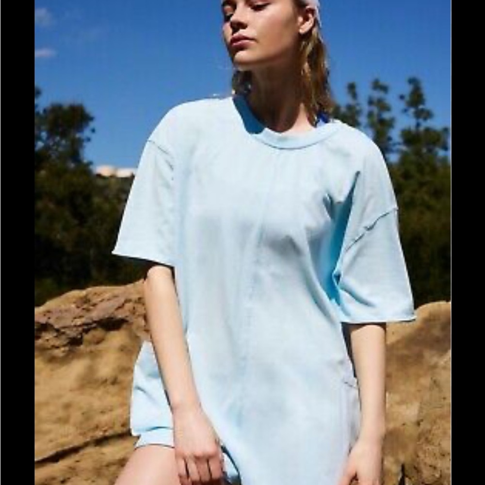 NWT Free People Hot Shot Tee Romper in Light Blue - Size S
